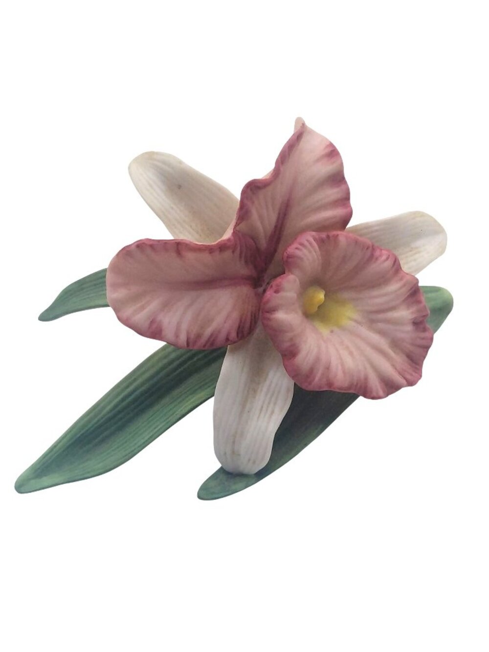 Orchid Floral Figurine Pink Sculpture Vintage Collectible HJG Capodimonte 8853